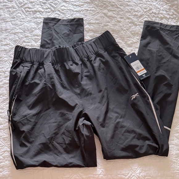 Reebok Black Track Pants with White Stripes - Picture 1 of 3